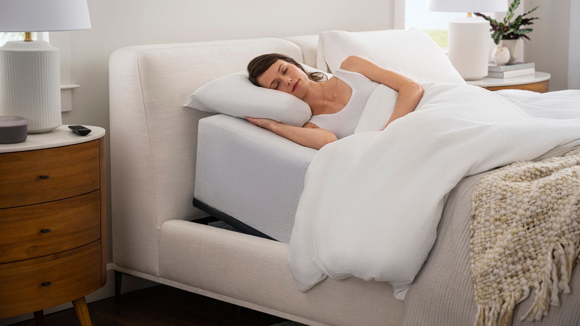 woman sleeping on adjustable mattress