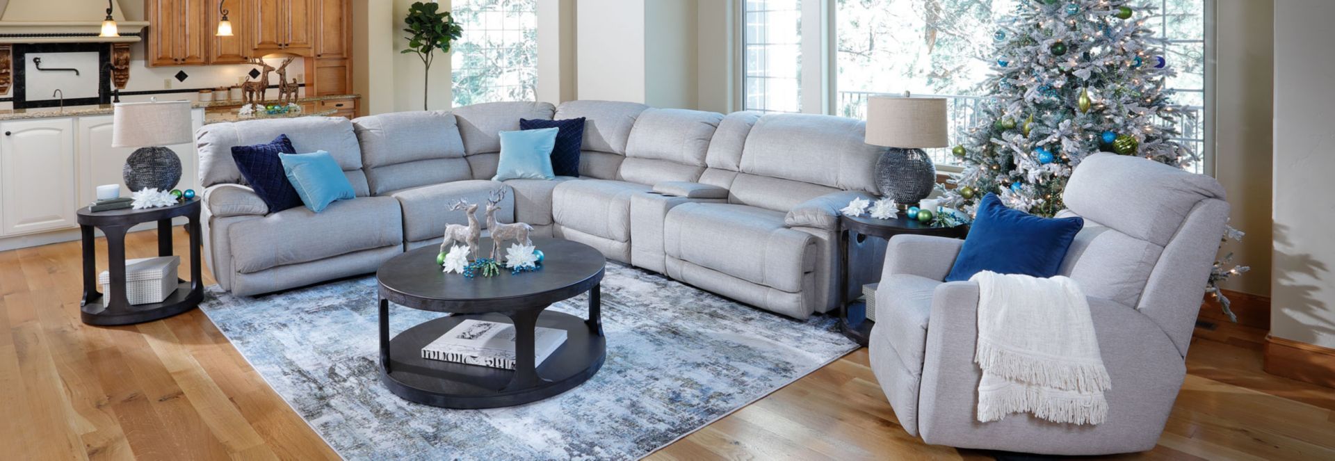 Accolade Sectional in Christmas Decorated Room