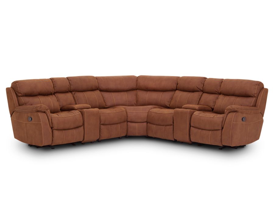 Alpha 7 Pc Glider Sectional, Cloud Leather Sectional Furniture Row