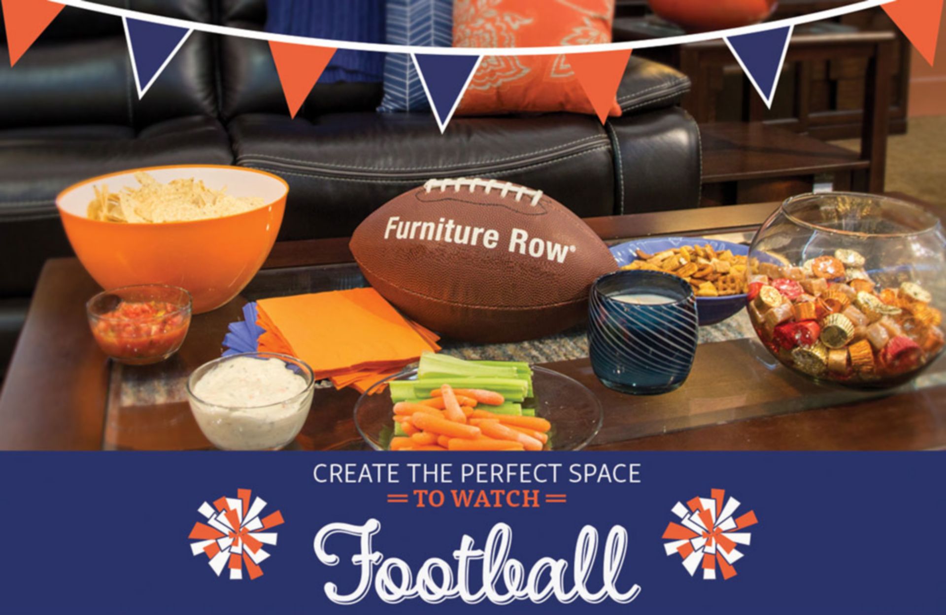 Create the Perfect Space to watch Football. Coffee table with snack bar. 