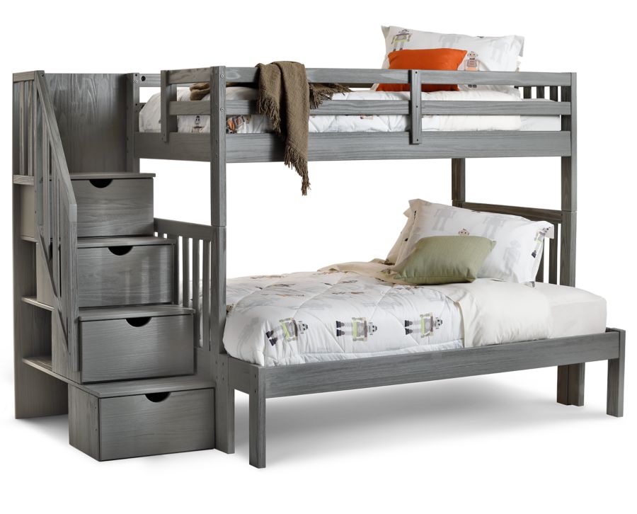 Dove Bunk Bed with Staircase Furniture Row