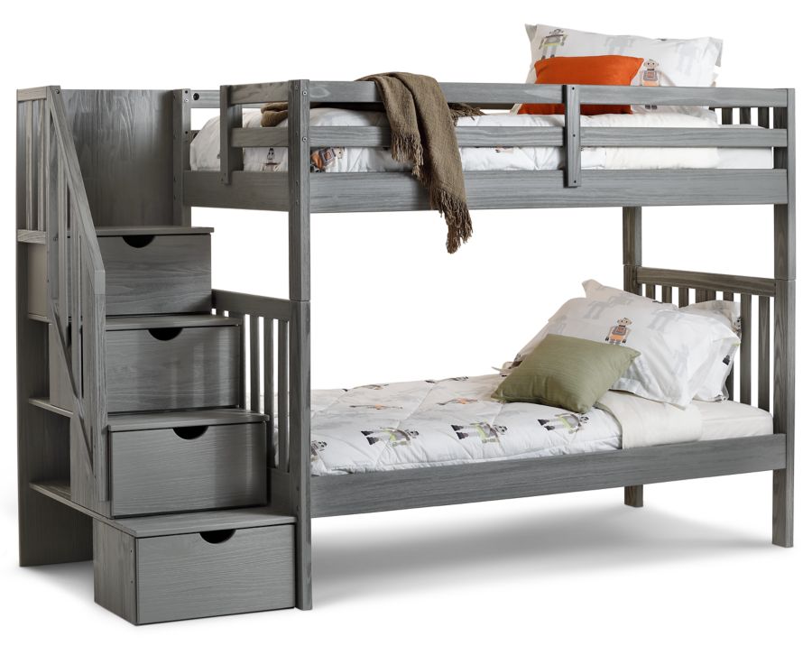 Dove Bunk Bed with Staircase Furniture Row