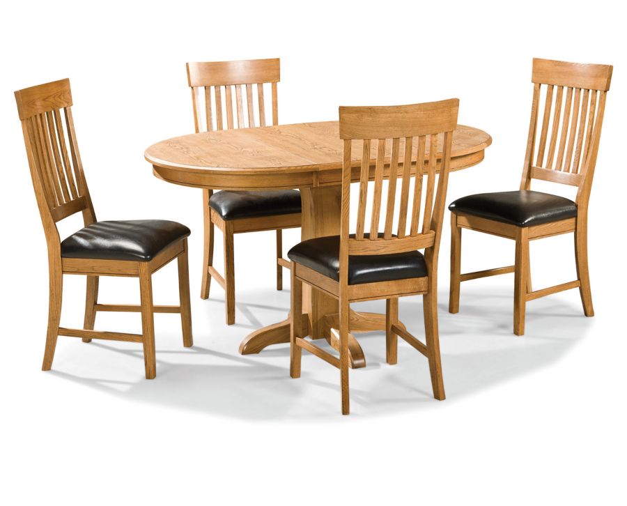 Fairlawn 5 Pc. Round Dining Set w/ Slat Back Chairs Furniture Row