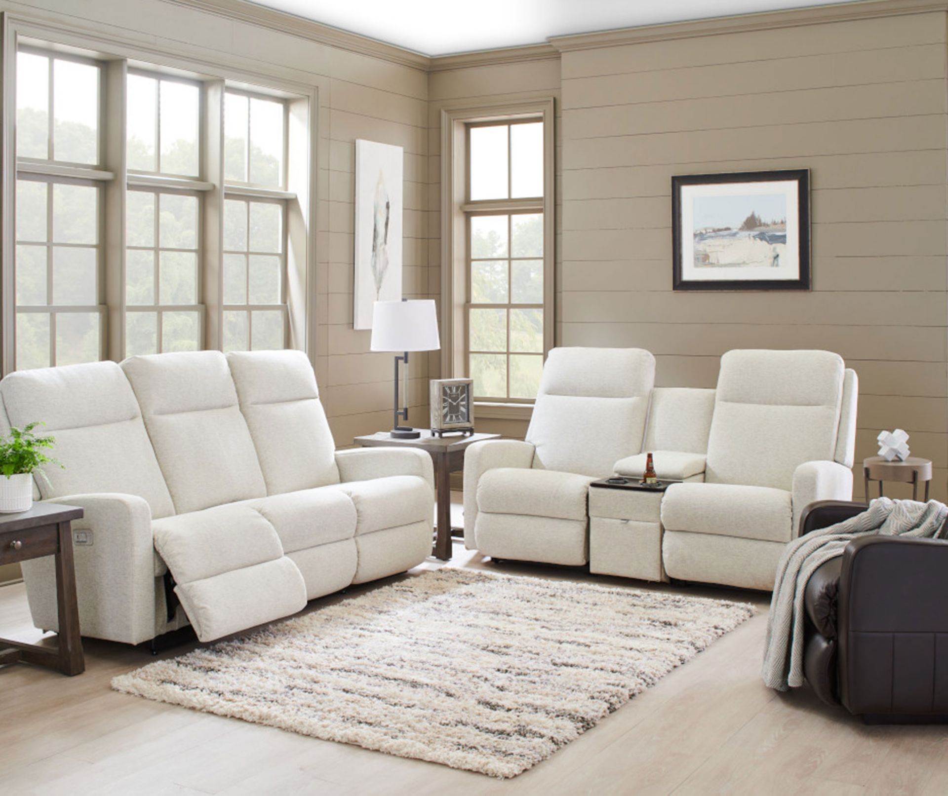 Finley Collection. White Modern reclining Sofa collection