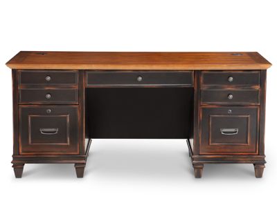 Black double deals pedestal desk