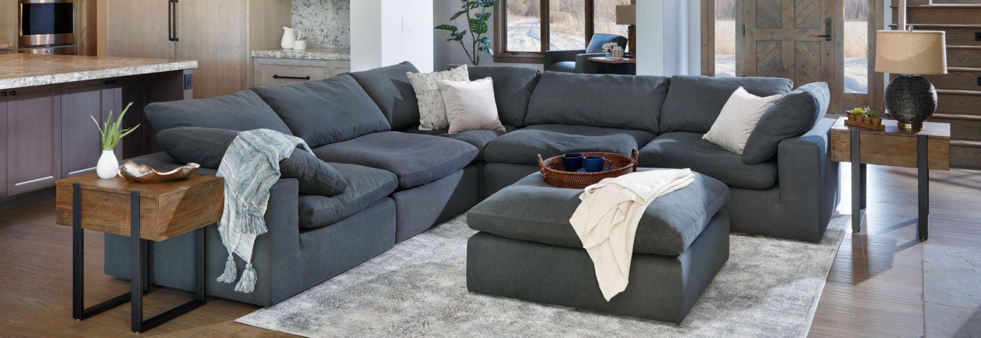 Charcoal Gray Modular Sectional in Room