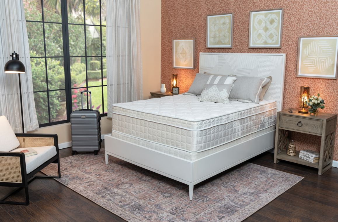 Luxury Line Platinum mattress pictured in a boutique hotel room
