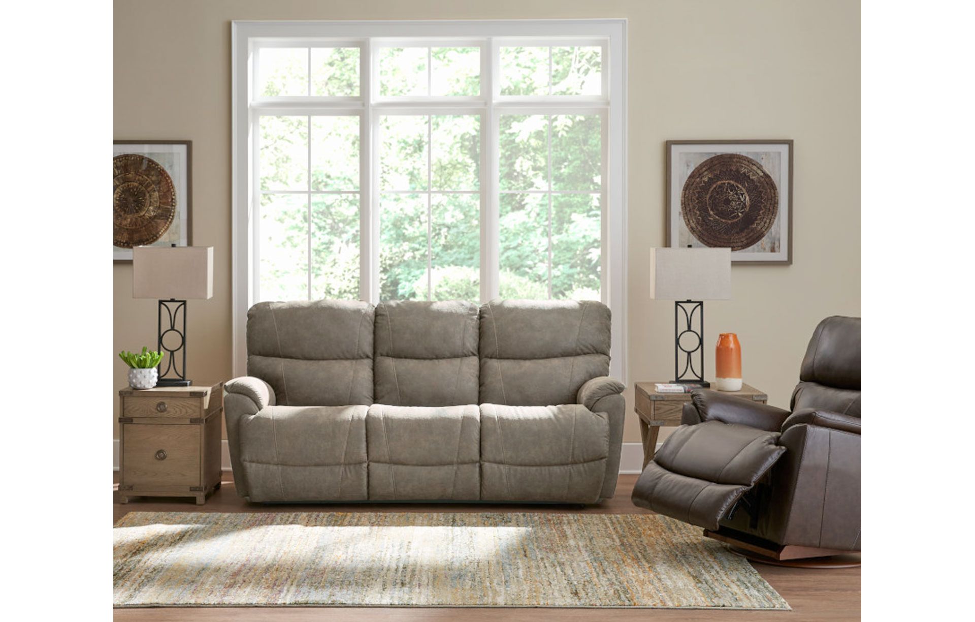 Lazy boy double recliner sofa leather hot sale