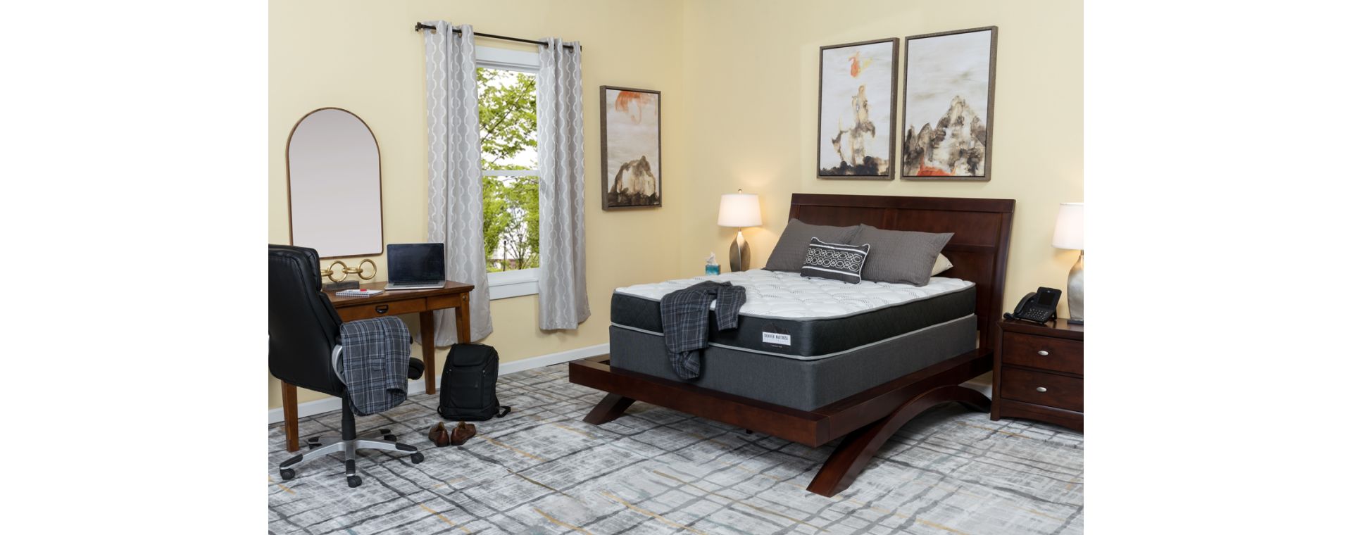 Augusta Supreme mattress from our Value Line pictured in a budget hotel room