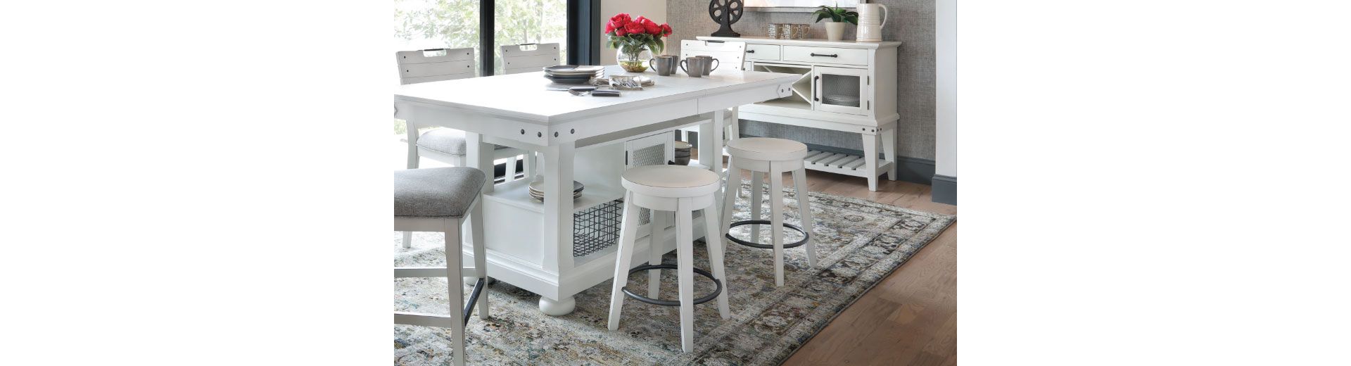 Different Types of barstools around a counter height dining set