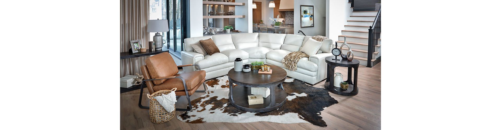 Modern farmhouse deals leather sectional