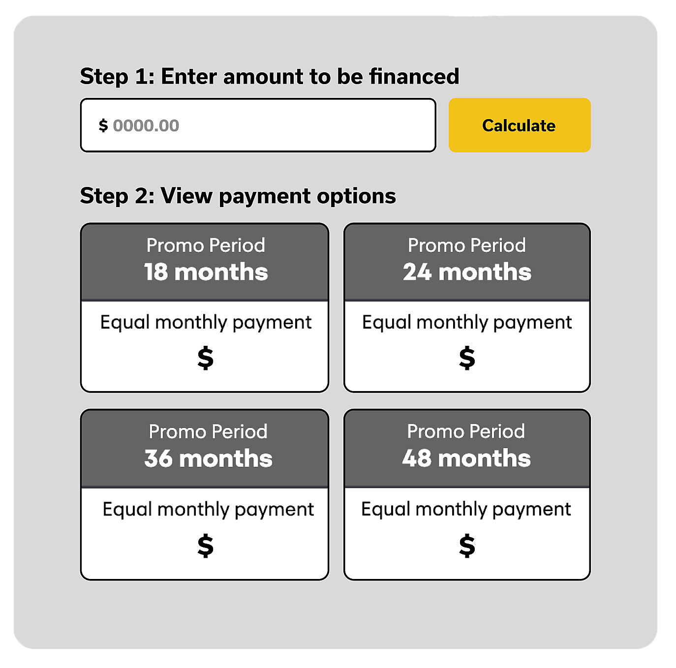 Furniture Row Monthly Payment Calculator